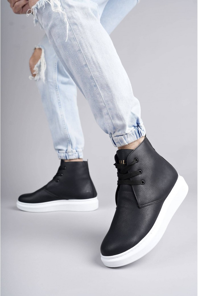 SLW207 Oslo Erkek Spor Günlük Bağcıklı Cilt Bot CBT - Siyah