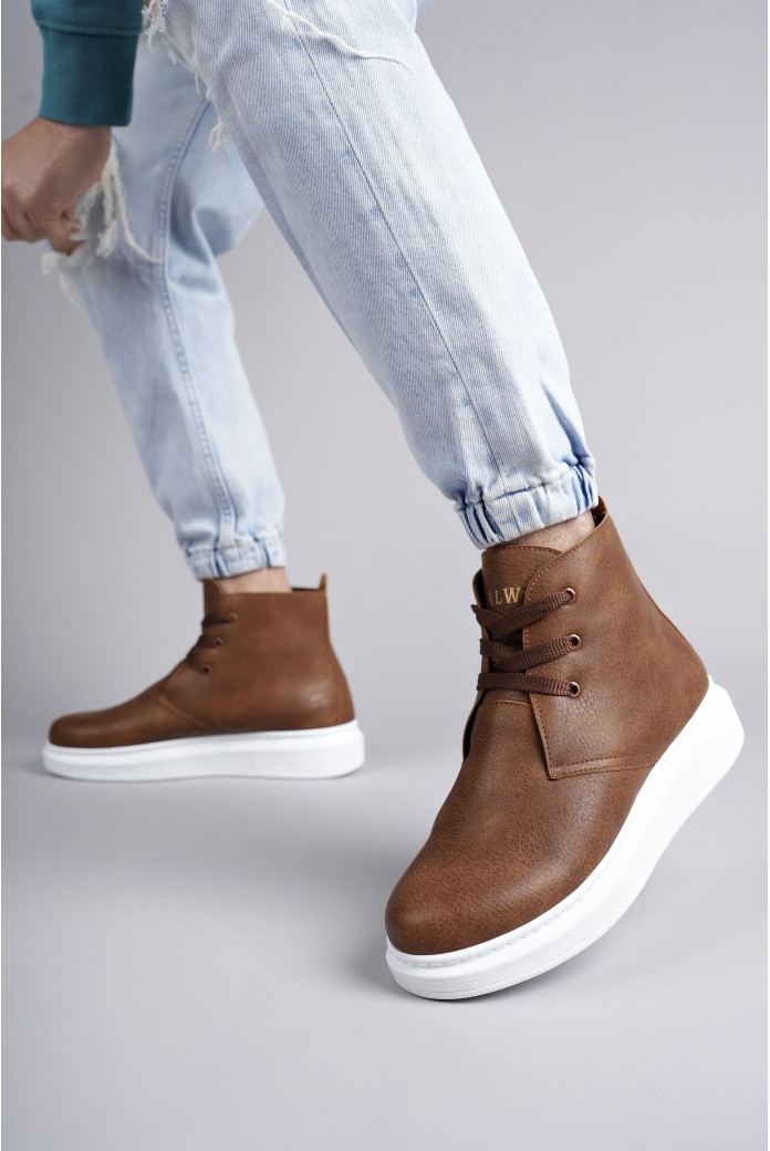 SLW207 Oslo Erkek Spor Günlük Bağcıklı Cilt Bot CBT Taba