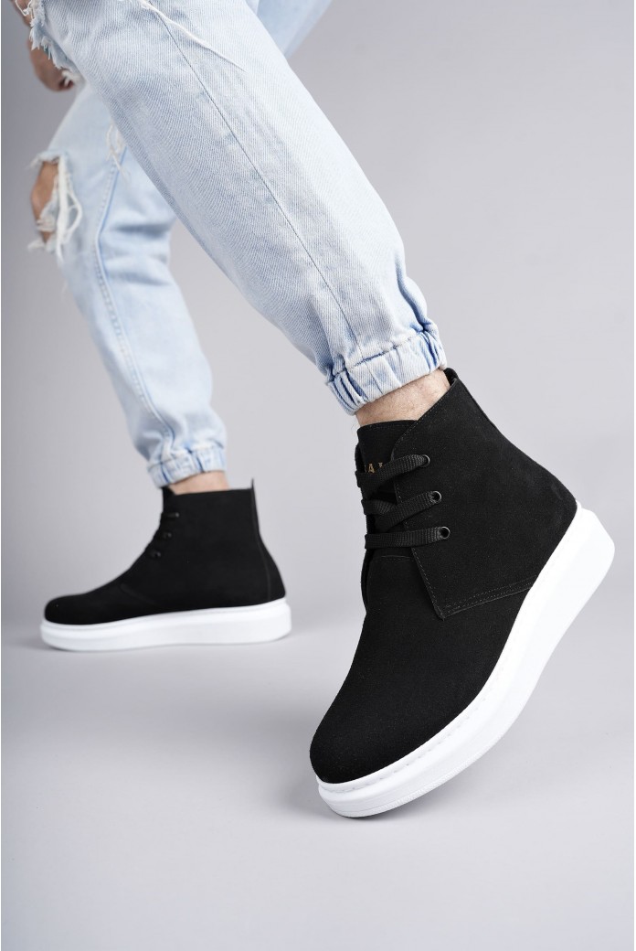 SLW207 Oslo Erkek Spor Günlük Bağcıklı Süet Bot SBT - Siyah