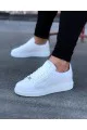 WG01 Erkek Günlük Bağcıklı Delikli Desen Cilt Spor Sneaker Ayakkabı CBT - Beyaz