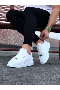 WG01 Erkek Günlük Bağcıklı Düz Desen Cilt Spor Sneaker Ayakkabı CBT - Beyaz WG01 Erkek Günlük Bağcıklı Düz Desen Cilt Spor Sneaker Ayakkabı CBT - Beyaz