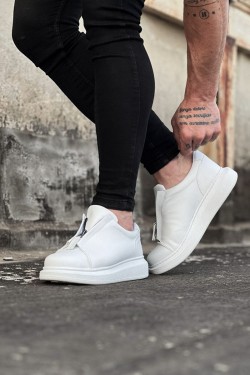 WG010 Erkek Günlük Fermuarlı Cilt Spor Sneaker Ayakkabı CBT - Beyaz WG010 Erkek Günlük Fermuarlı Cilt Spor Sneaker Ayakkabı CBT - Beyaz