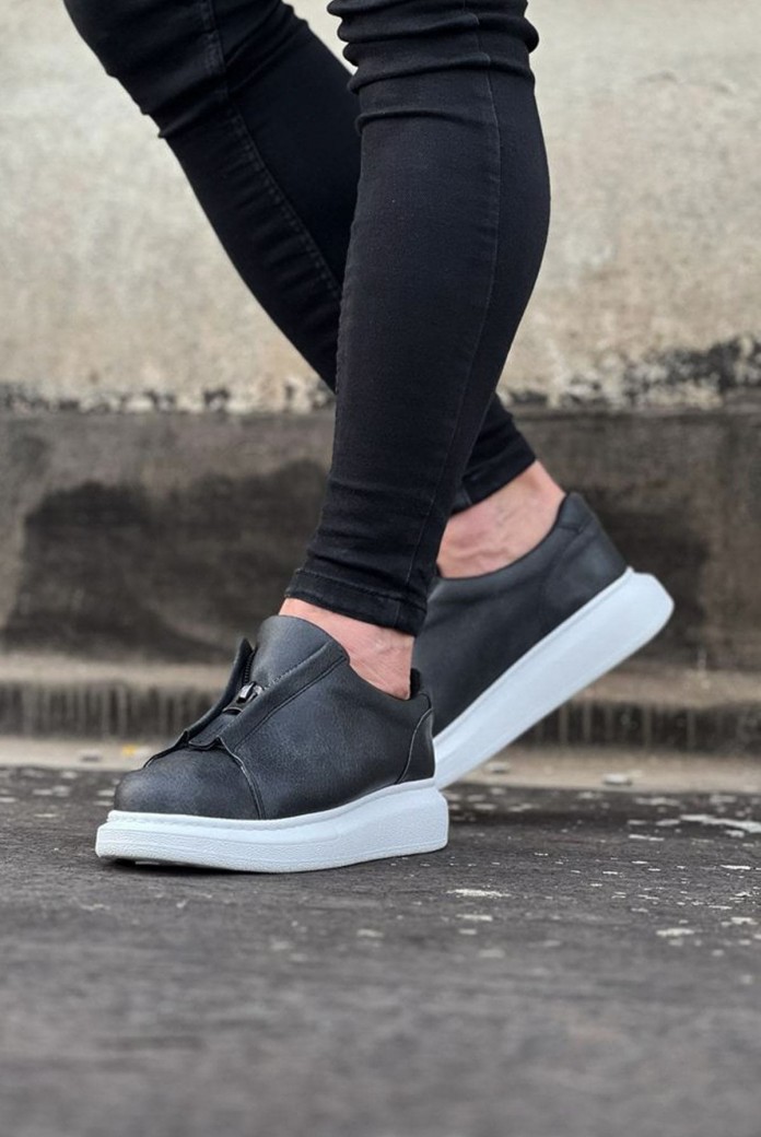 WG010 Erkek Günlük Fermuarlı Cilt Spor Sneaker Ayakkabı CBT - Gri WG010 Erkek Günlük Fermuarlı Cilt Spor Sneaker Ayakkabı CBT - Gri