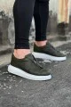 WG010 Erkek Günlük Fermuarlı Cilt Spor Sneaker Ayakkabı CBT - Haki