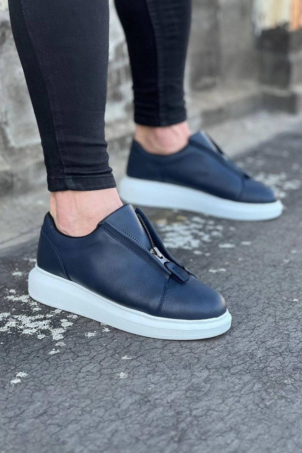 WG010 Erkek Günlük Fermuarlı Cilt Spor Sneaker Ayakkabı CBT - Lacivert WG010 Erkek Günlük Fermuarlı Cilt Spor Sneaker Ayakkabı CBT - Lacivert