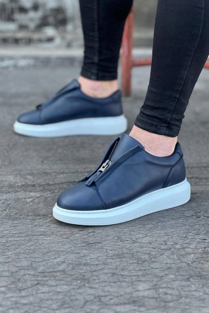 WG010 Erkek Günlük Fermuarlı Cilt Spor Sneaker Ayakkabı CBT - Lacivert WG010 Erkek Günlük Fermuarlı Cilt Spor Sneaker Ayakkabı CBT - Lacivert