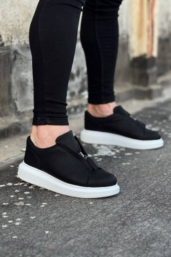 WG010 Erkek Günlük Fermuarlı Cilt Spor Sneaker Ayakkabı CBT - Siyah WG010 Erkek Günlük Fermuarlı Cilt Spor Sneaker Ayakkabı CBT - Siyah