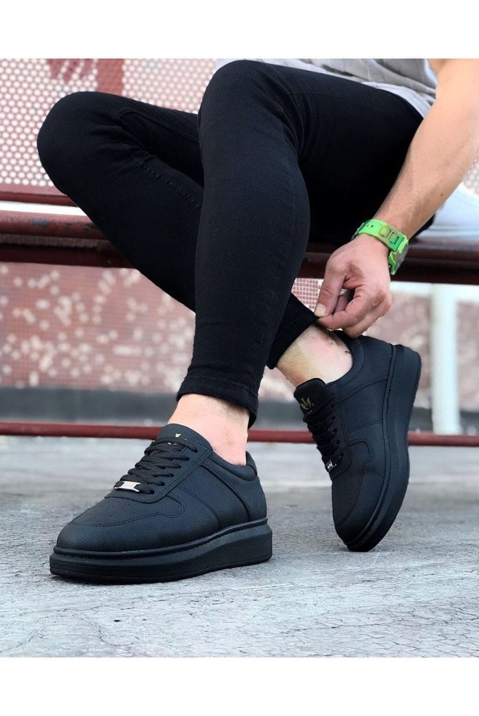 WG011 Erkek Günlük Bağcıklı Cilt Spor Sneaker Ayakkabı CST - Siyah WG011 Erkek Günlük Bağcıklı Cilt Spor Sneaker Ayakkabı CST - Siyah