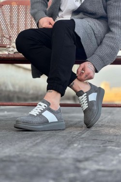 WG011 Erkek Günlük Bağcıklı Süet Spor Sneaker Ayakkabı SGT - Gri/Beyaz WG011 Erkek Günlük Bağcıklı Süet Spor Sneaker Ayakkabı SGT - Gri/Beyaz
