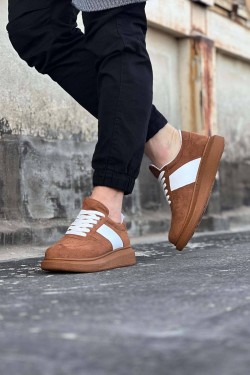 WG011 Erkek Günlük Bağcıklı Süet Spor Sneaker Ayakkabı STT - Taba/Beyaz WG011 Erkek Günlük Bağcıklı Süet Spor Sneaker Ayakkabı STT - Taba/Beyaz