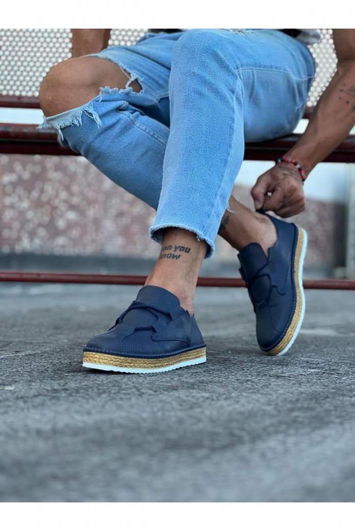 WG015 Erkek Günlük Bağcıklı Hasır Taban Cilt Klasik Ayakkabı CHT - Lacivert WG015 Erkek Günlük Bağcıklı Hasır Taban Cilt Klasik Ayakkabı CHT - Lacivert