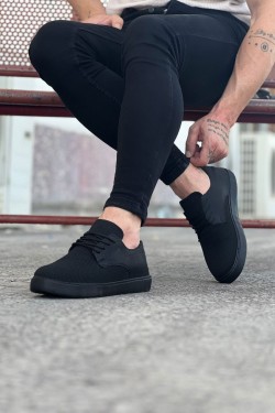 WG016 Erkek Günlük Bağcıklı Triko Cilt Klasik Ayakkabı TCST - Siyah WG016 Erkek Günlük Bağcıklı Triko Cilt Klasik Ayakkabı TCST - Siyah