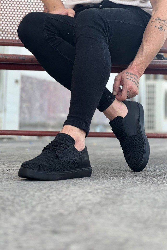 WG016 Erkek Günlük Bağcıklı Triko Cilt Klasik Ayakkabı TCST - Siyah WG016 Erkek Günlük Bağcıklı Triko Cilt Klasik Ayakkabı TCST - Siyah