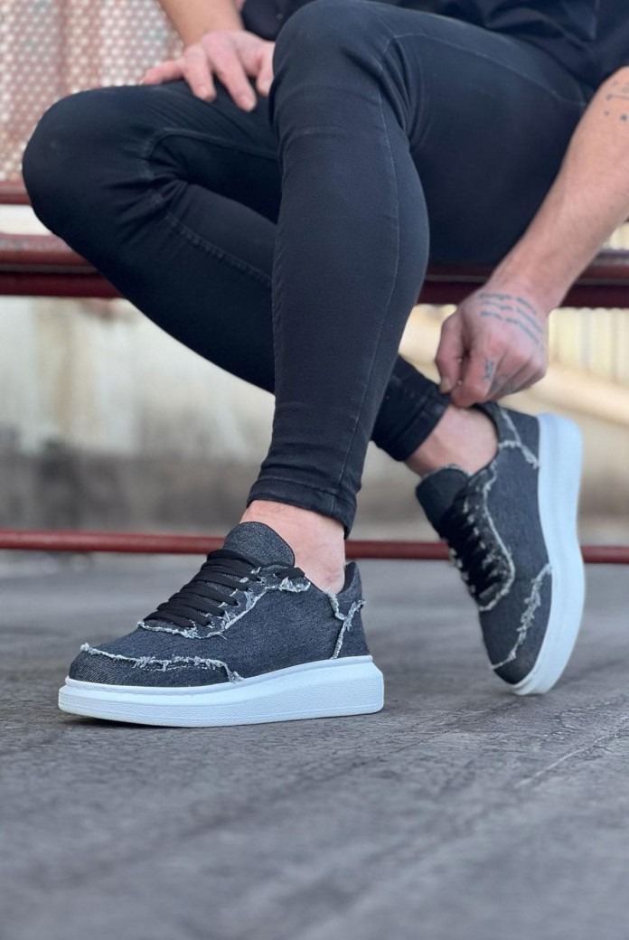 WG018 Erkek Günlük Bağcıklı Kot Kumaş Spor Sneaker Ayakkabı TBT - Gri WG018 Erkek Günlük Bağcıklı Kot Kumaş Spor Sneaker Ayakkabı TBT - Gri
