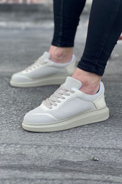WG019 Erkek Günlük Bağcıklı Triko Cilt Spor Sneaker Ayakkabı TCBT - Bej WG019 Erkek Günlük Bağcıklı Triko Cilt Spor Sneaker Ayakkabı TCBT - Bej
