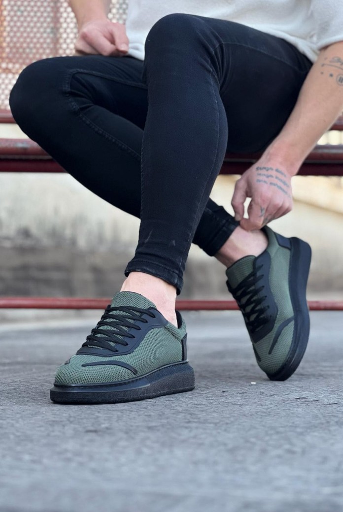 WG019 Erkek Günlük Bağcıklı Triko Cilt Spor Sneaker Ayakkabı TCST - Haki WG019 Erkek Günlük Bağcıklı Triko Cilt Spor Sneaker Ayakkabı TCST - Haki