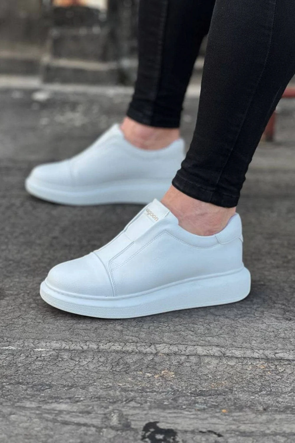 WG023 Erkek Günlük Bağcıksız Cilt Spor Sneaker Ayakkabı CBT - Beyaz WG023 Erkek Günlük Bağcıksız Cilt Spor Sneaker Ayakkabı CBT - Beyaz