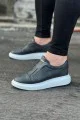WG023 Erkek Günlük Bağcıksız Cilt Spor Sneaker Ayakkabı CBT - Gri