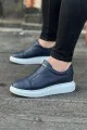 WG023 Erkek Günlük Bağcıksız Cilt Spor Sneaker Ayakkabı CBT - Lacivert