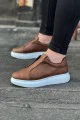 WG023 Erkek Günlük Bağcıksız Cilt Spor Sneaker Ayakkabı CBT - Taba