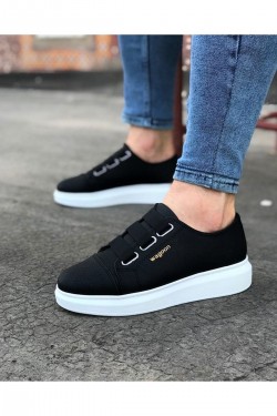 WG026 Erkek Günlük Lastikli Cilt Spor Sneaker Ayakkabı CBT - Siyah WG026 Erkek Günlük Lastikli Cilt Spor Sneaker Ayakkabı CBT - Siyah
