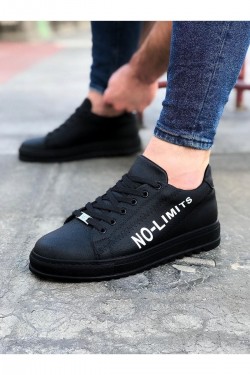 WG027 Erkek Günlük Bağcıklı No-Limits Cilt Spor Sneaker Ayakkabı CST - Siyah