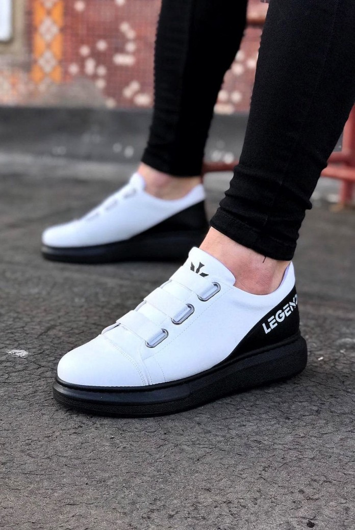 WG029 Erkek Günlük Lastikli Legend Cilt Spor Sneaker Ayakkabı CST - Beyaz/Siyah WG029 Erkek Günlük Lastikli Legend Cilt Spor Sneaker Ayakkabı CST - Beyaz/Siyah