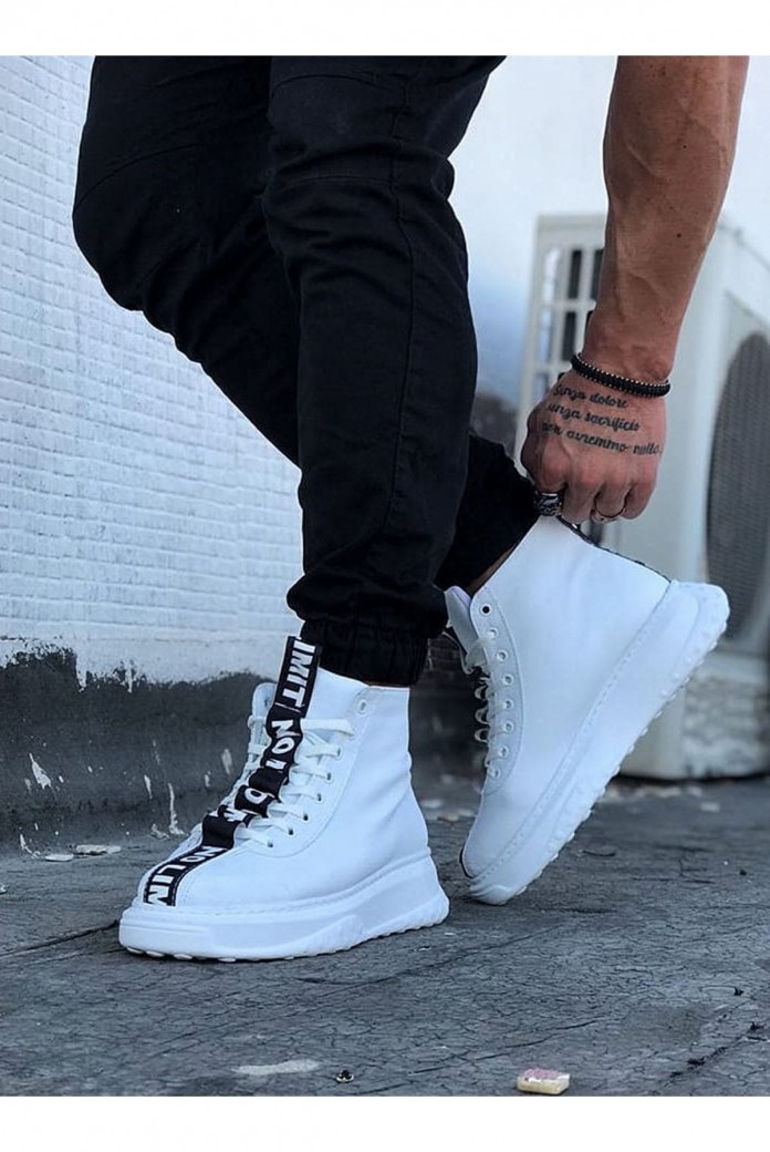 WG03 Erkek Spor Günlük Bağcıklı Cilt Bot CBT - Beyaz