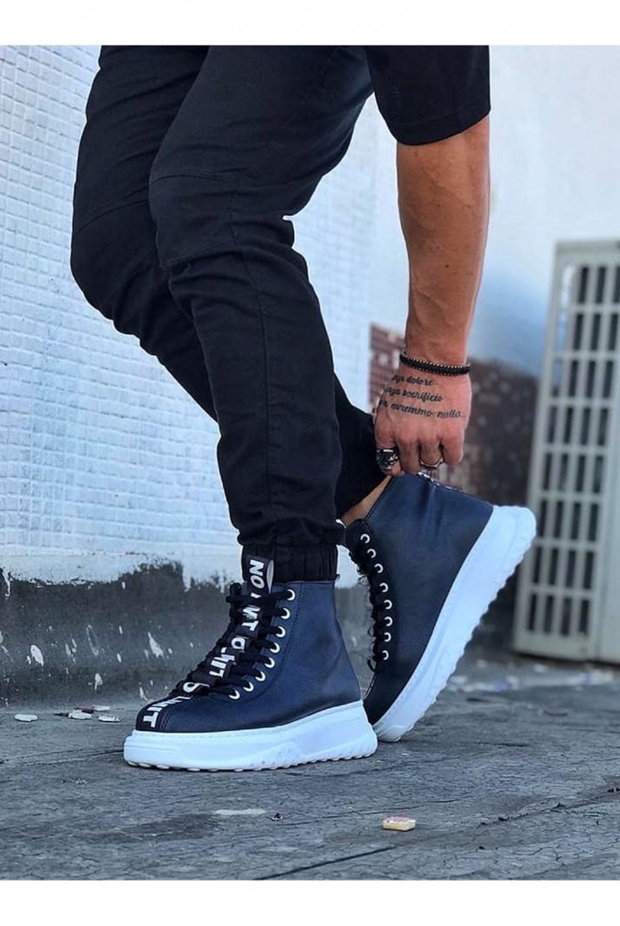 WG03 Erkek Spor Günlük Bağcıklı Cilt Bot CBT - Lacivert