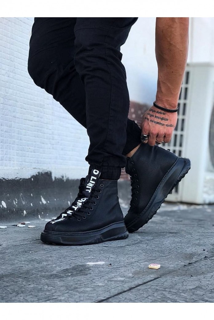 WG03 Erkek Spor Günlük Bağcıklı Cilt Bot CST - Siyah