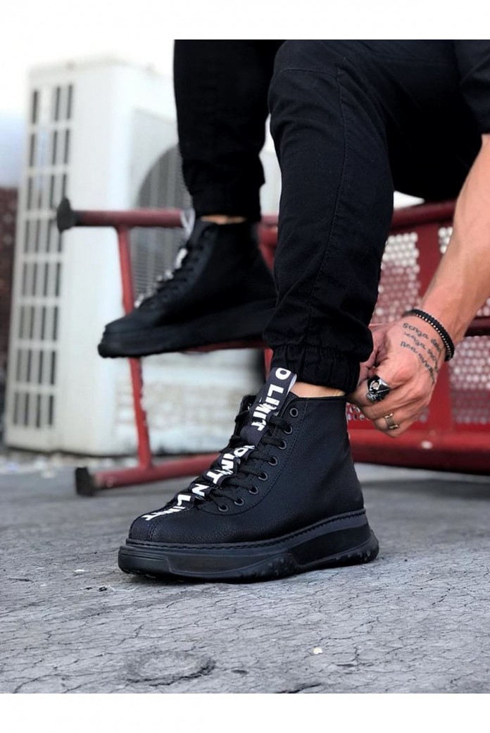 WG03 Erkek Spor Günlük Bağcıklı Cilt Bot CST - Siyah