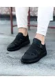 WG033 Erkek Günlük Tokalı Cilt Spor Sneaker Ayakkabı CST - Siyah