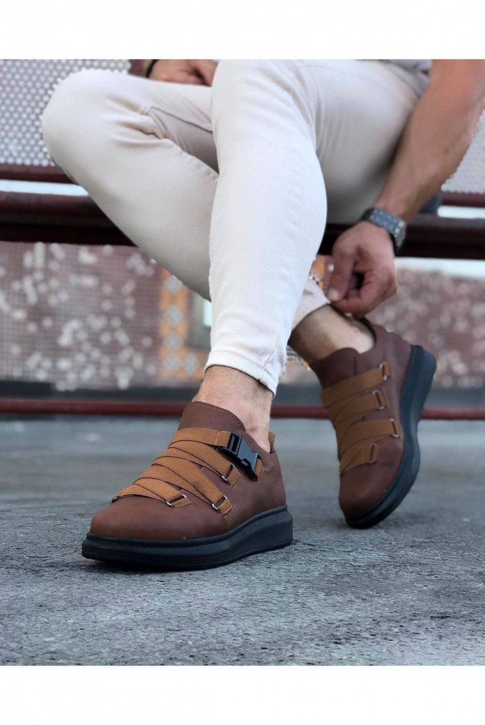 WG033 Erkek Günlük Tokalı Cilt Spor Sneaker Ayakkabı CST - Taba WG033 Erkek Günlük Tokalı Cilt Spor Sneaker Ayakkabı CST - Taba