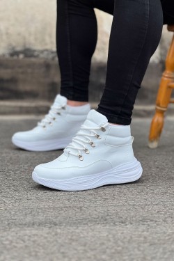 WG035 Erkek Spor Günlük Bağcıklı Cilt Bot CBT - Beyaz