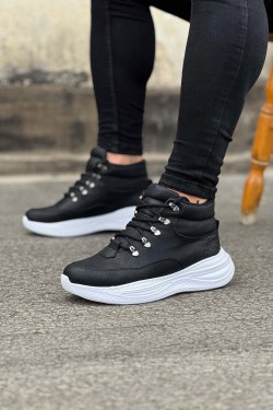 WG035 Erkek Spor Günlük Bağcıklı Cilt Bot CBT - Siyah