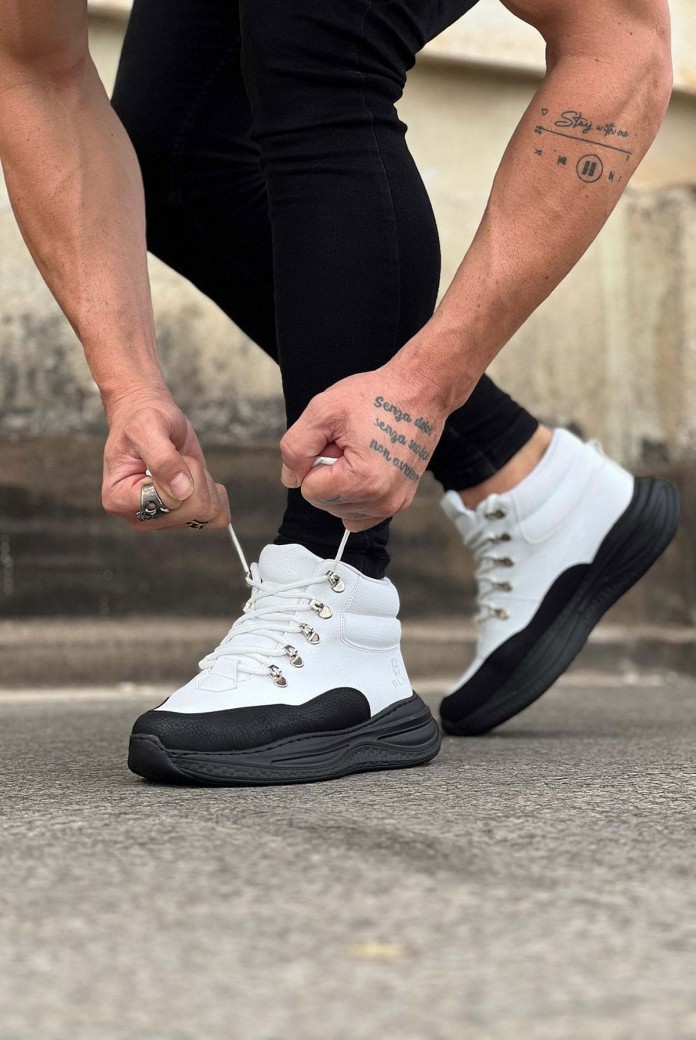 WG035 Erkek Spor Günlük Bağcıklı Cilt Bot CST - Beyaz/Siyah WG035 Erkek Spor Günlük Bağcıklı Cilt Bot CST - Beyaz/Siyah