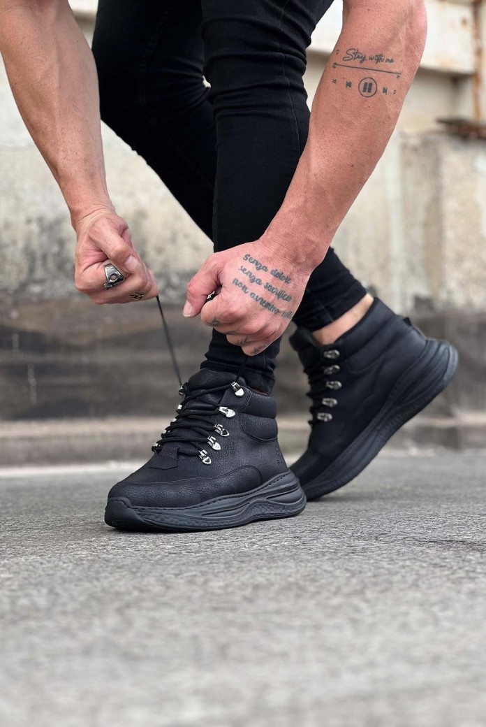 WG035 Erkek Spor Günlük Bağcıklı Cilt Bot CST - Siyah WG035 Erkek Spor Günlük Bağcıklı Cilt Bot CST - Siyah