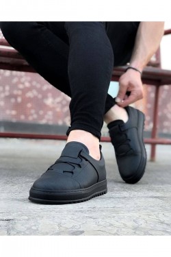 WG036 Erkek Günlük Bağcıklı Lastikli Cilt Spor Sneaker Ayakkabı CST - Siyah WG036 Erkek Günlük Bağcıklı Lastikli Cilt Spor Sneaker Ayakkabı CST - Siyah