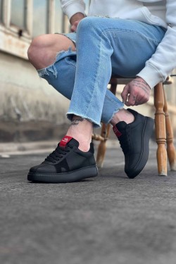 WG040 Erkek Günlük Bağcıklı Cilt Spor Sneaker Ayakkabı CST - Siyah WG040 Erkek Günlük Bağcıklı Cilt Spor Sneaker Ayakkabı CST - Siyah