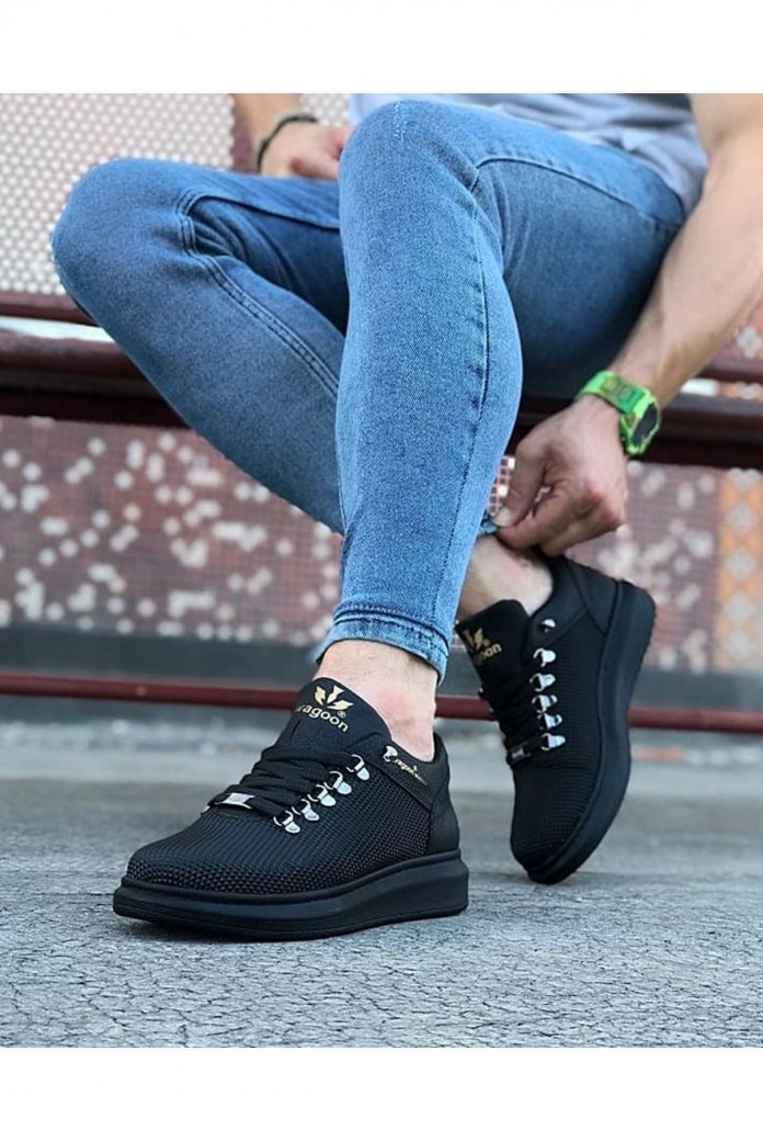 WG047 Erkek Günlük Bağcıklı Cilt Spor Sneaker Ayakkabı CST - Siyah WG047 Erkek Günlük Bağcıklı Cilt Spor Sneaker Ayakkabı CST - Siyah