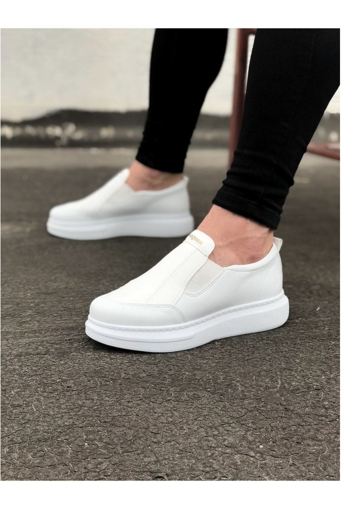 WG049 Erkek Günlük Bağcıksız Cilt Spor Sneaker Ayakkabı CBT - Beyaz WG049 Erkek Günlük Bağcıksız Cilt Spor Sneaker Ayakkabı CBT - Beyaz
