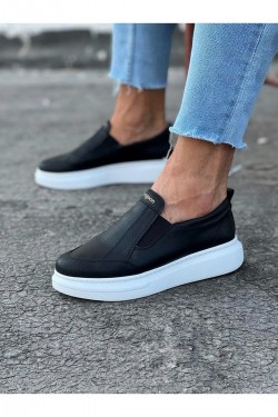 WG049 Erkek Günlük Bağcıksız Cilt Spor Sneaker Ayakkabı CBT - Siyah WG049 Erkek Günlük Bağcıksız Cilt Spor Sneaker Ayakkabı CBT - Siyah