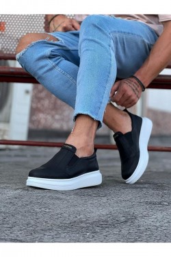 WG049 Erkek Günlük Bağcıksız Cilt Spor Sneaker Ayakkabı CBT - Siyah WG049 Erkek Günlük Bağcıksız Cilt Spor Sneaker Ayakkabı CBT - Siyah