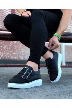 WG050 Erkek Günlük Tokalı Cilt Spor Sneaker Ayakkabı CBT - Siyah WG050 Erkek Günlük Tokalı Cilt Spor Sneaker Ayakkabı CBT - Siyah