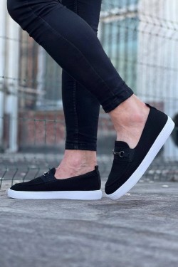 WG060 Erkek Günlük Bağcıksız Triko Cilt Klasik Ayakkabı TCBT - Siyah WG060 Erkek Günlük Bağcıksız Triko Cilt Klasik Ayakkabı TCBT - Siyah