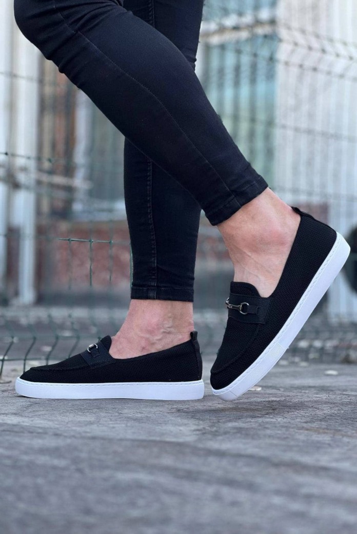 WG060 Erkek Günlük Bağcıksız Triko Cilt Klasik Ayakkabı TCBT - Siyah WG060 Erkek Günlük Bağcıksız Triko Cilt Klasik Ayakkabı TCBT - Siyah