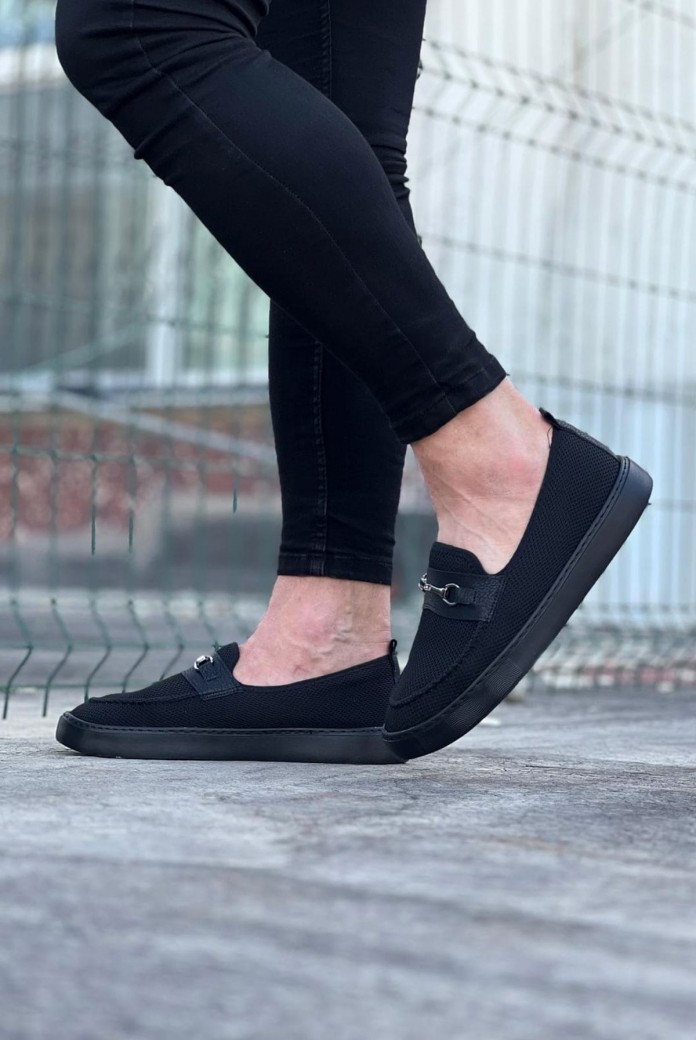 WG060 Erkek Günlük Bağcıksız Triko Cilt Klasik Ayakkabı TCST - Siyah WG060 Erkek Günlük Bağcıksız Triko Cilt Klasik Ayakkabı TCST - Siyah