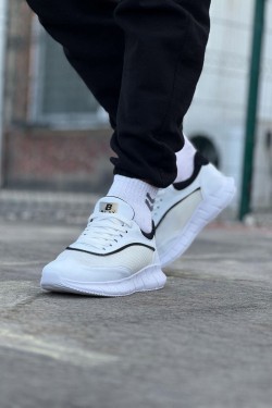 WG062 Erkek Günlük Bağcıklı Cilt Triko Spor Sneaker Ayakkabı CTBT - Beyaz/Siyah WG062 Erkek Günlük Bağcıklı Cilt Triko Spor Sneaker Ayakkabı CTBT - Beyaz/Siyah