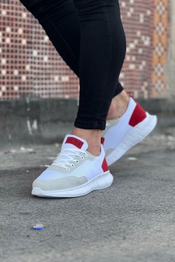 WG063 Erkek Günlük Bağcıklı Triko Süet Spor Sneaker Ayakkabı TSBT - Beyaz/Kırmızı WG063 Erkek Günlük Bağcıklı Triko Süet Spor Sneaker Ayakkabı TSBT - Beyaz/Kırmızı