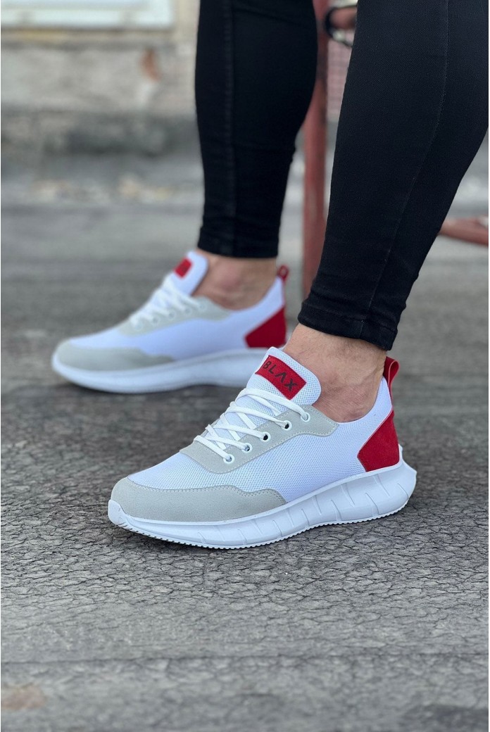 WG063 Erkek Günlük Bağcıklı Triko Süet Spor Sneaker Ayakkabı TSBT - Beyaz/Kırmızı WG063 Erkek Günlük Bağcıklı Triko Süet Spor Sneaker Ayakkabı TSBT - Beyaz/Kırmızı